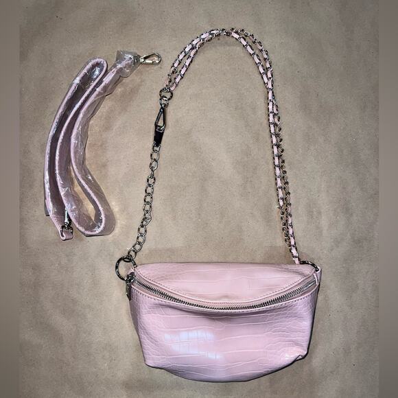 Steve Madden Women Blush Ida Icy Zip Closure Small Embossed Belt Bag - Picture 1 of 14